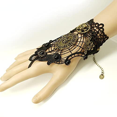 Bracelet de fête gothique fait à la main avec dentelle d'araignée ajustable