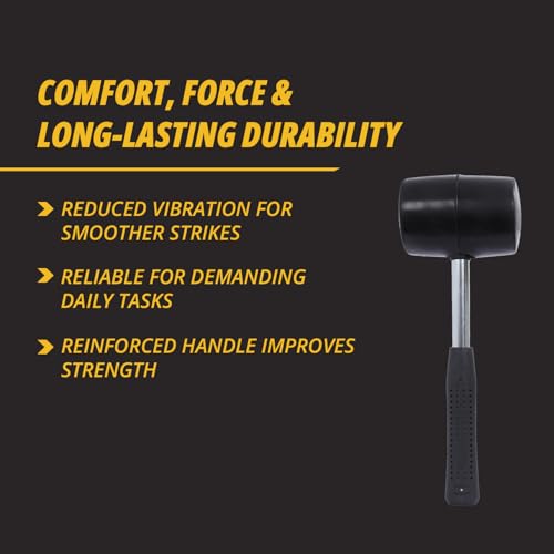 Image of Rubber Mallet 24 oz (680 G) | Tubular Metal Handle | Solid Rubber Head | Ergonomic Non Slip Handle | Designed for Non Marking application such as Assembly, Flooring, Home & Professional