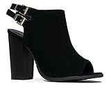 MarBel Peep Toe Bootie - Stacked High Heel - Open Toe Ankle Boot Cutout Ankle Strap