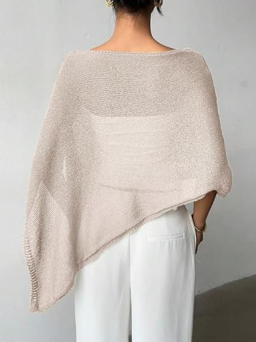 Image of GORGLITTER Women's Poncho Tops Sheer Shawl Cape Top Lightweight Sweater