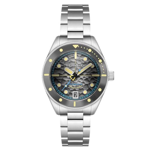 Spinnaker Challenger Automatikuhr für Herren, 42 mm, mit massivem Edelstahlarmband SP-5159, Nebelgrau, Armband
