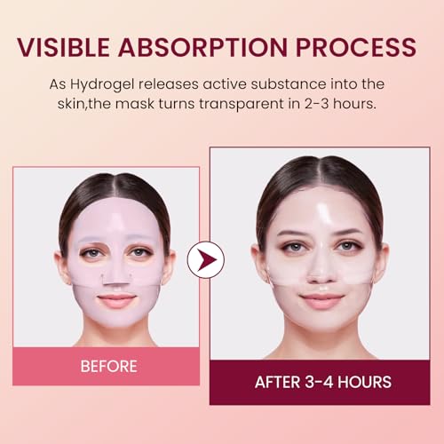 Mascarilla Facial de Colágeno Rosa, Bio Collagen Mask, Mascarilla Nocturna Coreana, Hidratante & Reafirmante, Ilumina la Piel, Cuidado Facial para Todo Tipo de Piel, 5 Piezas - imagen 4