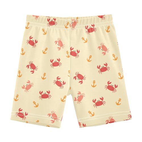 Cute Tiny Red Crabs Girls Shorts Elastic Waist Sports Shorts Girls Leggings Pants for 4-10 Years