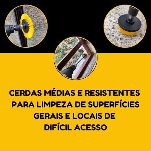 Kit 5 Escovas Limpeza Rotativa Box Sofas Tapetes Estofados Banheiro Para Parafusadeira