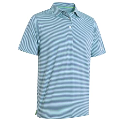 Image of Men's Golf Polo Shirts Short Sleeve Striped Performance Moisture Wicking Dry Fit Golf Shirts for Men