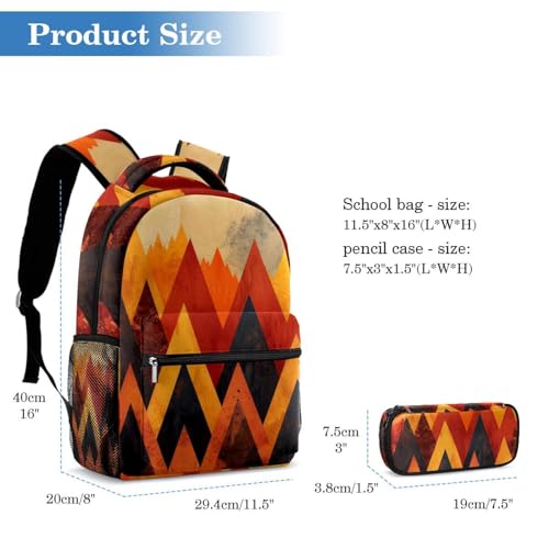 Sac à dos graphique vintage avec imprimés rétro et trousse assortie