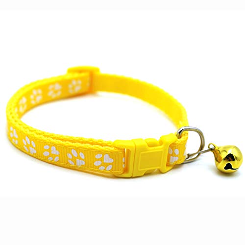 Litvibes Cat Collar with Bell,Kitten & Small Dog Soft Adjustable,Safe,Solid,Breakaway for Cats & Puppy Paw Print - Yellow (B0BM4HTHNC) Amazon Price History, Amazon Price Tracker
