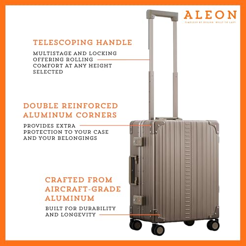 All Aluminum Lightweight Carry-On Luggage - Hardside Carry-On Suitcase, TSA Approved, Hard Shell Suitcase for Travel, Airline Approved 21 Inch Hard Spinner Wheels Luggage (Bronze)2