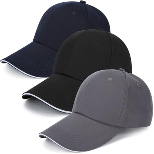 RIPETIC Baseball Caps,3 Pack Full Cotton Baseball Caps for Men ...