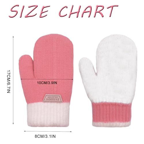 2 Pairs Kids Mittens Fleece Winter Gloves for Boys Girls Children Warm Knitted Snow Gloves for 3-7 Years2