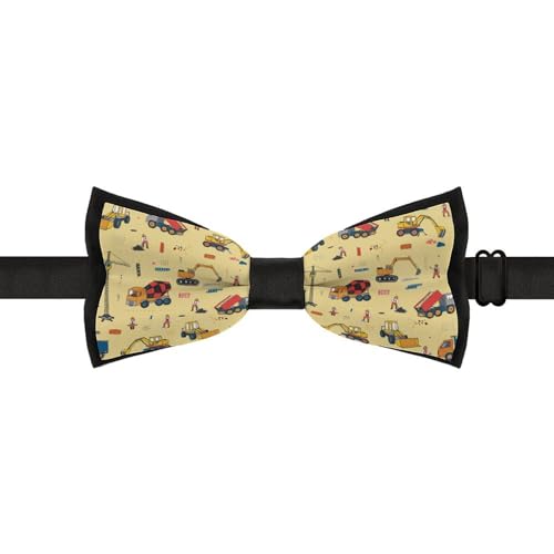GoasNei Multicolor Construction Trucks Tractors Bow Tie for Men Adjustable Necktie Funny Tie Neck Ties for Weddings Party