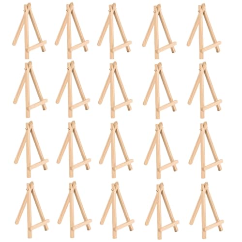 AMFUN Lot de 20 chevalets triangulaires en bois, supports de bureau pour affichage, toile, peinture et dessin, mariages et loisirs créatifs pour enfants, 15 x...