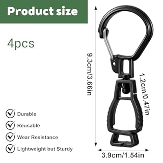 Nogeqi 4 Pcs Glove Clip, Work Safety Glove Holder Clip, Construction Accessories for Work Gloves Holder Helmets Hanger Clamp(Black)
