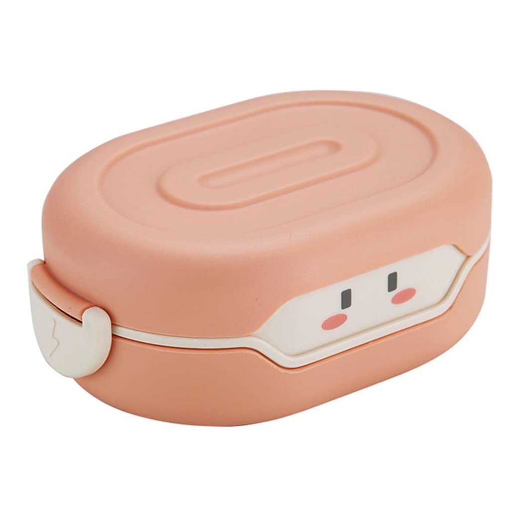 Fiambrera de dibujos animados de aislamiento térmico de doble capa de 780ml for niños en edad escolar Anime colorido(Roze)