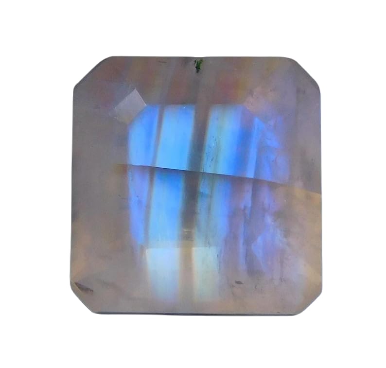 Pierre de lune naturelle haut de gamme taillée en Asscher 7x7 mm pour joaillerie