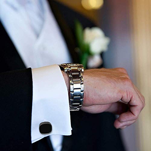 HAWSON Cufflinks and Studs for Men-Black Stone Mens Fashion Gun-Black Cufflinks and Tuxedo Shirt Studs Set for Regular Weeding Business Accessories2