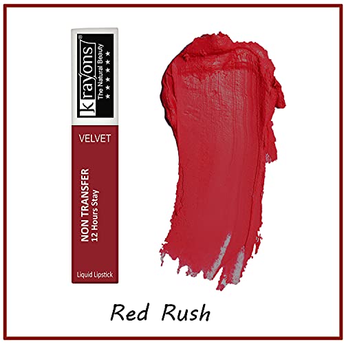 Image of Krayons Insta Dri Sparkling Eyeliner, Silver, 7ml And Power Stay Nontransfer 12hrs Stay Matte Liquid Lipstick, Red Rush, 4ml
