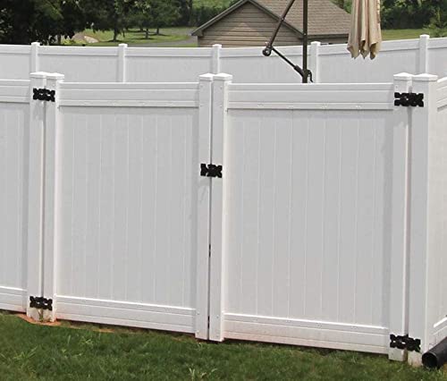 Heavy Duty Gate Hinges 2 Pack Solid Vinyl Fence Gate Closer Hinges With 22 Durable Screws, 90 Degree Tension Boerboel Gate Hinges Hardware Kit For Wooden/Pvc Fence, Manual Close & Black Finish #TOP6