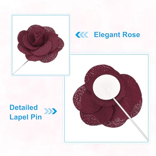 Image of PATIKIL Flower Boutonnieres Pin, Handmade Camellia Lapel Pin for Men Women Suit Wedding Graduation Anniversary Brooch Outfit Accessories