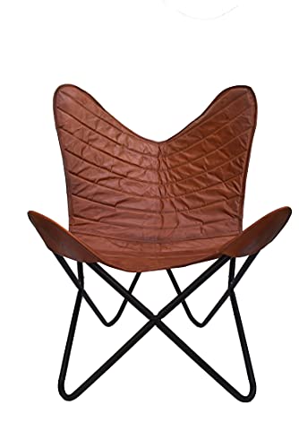 Sillón Plegable Cuero Marrón Claro miniatura 3