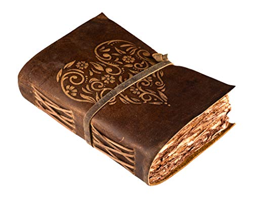 Journal for Women - Vintage Journal - Heart Embossed Leather Journal for Women - Leather Journal - Vintage leather Journal - Writing Journal - 8 X 6 inches Antique Deckle Edge Vintage Paper