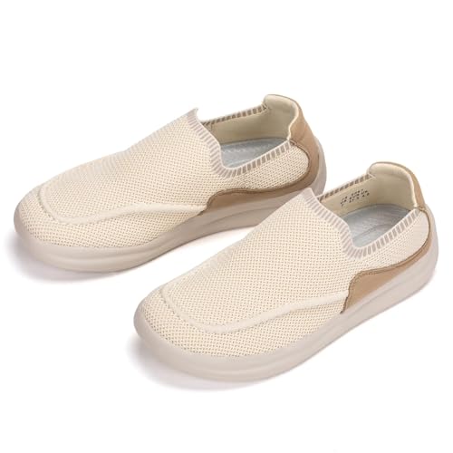 BEJINASH Women's Walking Shoes Wide Toe Box Knitted Slip-on Shoes for Women Comfortable and Soft Casual Work Loafer Shoes4