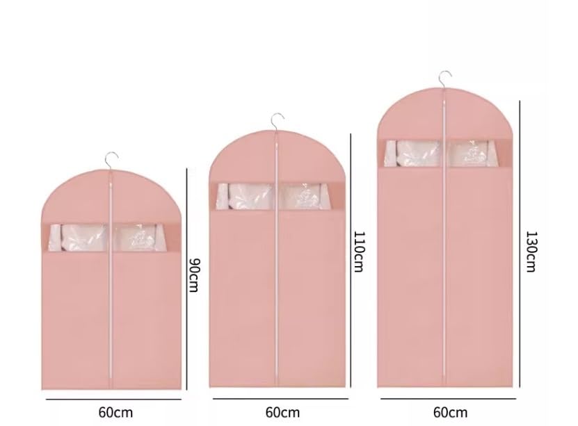 Clothes Cover 3 Pack Garment Bag with Clear Window Dress Bag Foldable Hanging Dress Covers Suit Bags (Color : B, Size : 3 Pack)2