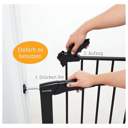 Munchkin Lindam Türgitter für Babys, ausziehbares Türschutzgitter & Treppenschutz zum Klemmen, ideal für Kinder und Haustiere, ohne Bohren, 76-82 cm, schwarz