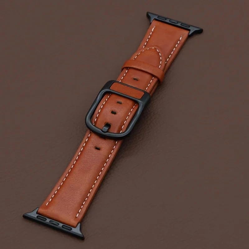 Image of Vintage Leather Compatible Apple Leather Watch Bands for Apple Watch Ultra /Ultra 2 49mm 45mm 44mm 42mm Metal Connector Strap for iWatch Series SE 9 8 7 6 5 4 3