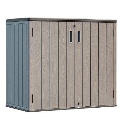 HOMSPARK Outdoor Storage Shed 37 Cu.Ft, All-Weather Resistant Resin Garden Sheds & Outdoor Storage Clearance with Floor, Double-Layer Plastic Tool Sheds for Patio, Garden & Lawn (Shallow Brown)