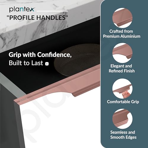 Image of Plantex Profile Handle for Kitchen Cabinet /12 Inch Aluminium Drawer Profile Handle /Wardrobe Pull Handle for Home /Office /Hotel - Pack of 1 (Rose Gold)