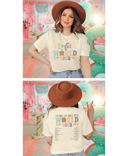 Around The World Shirt Women Magic World Tour 1982 Graphic Tee Funny Traveler Vacation Short Sleeve Top4