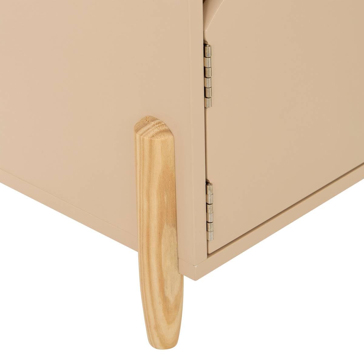 Atmosphera - Table de Chevet Enfant Douceur L 35,5 x H 40 cm, Porte Design Ourson, Pieds en Pin - pour Chambre, Meuble de Rangement