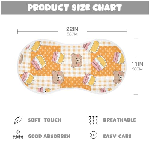 2 Pack Muslin Burp Cloths Bears Cute Orange Cotton Baby Burp Cloths Ultra Absorbent Burping Cloth Soft Spit Up Rags for Newborn Babies, Large 22" x 11"2