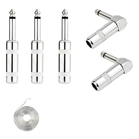 1/4" Audio Plugs 6.35mm Plug TS Male 1/4 inch Solder Type Mono Plug Design Connector for DJ Mixer Speaker Guitar Cables Phono Patch Cable Microphone Cables (5 Pack) GiantBee (Combo Set) Cover