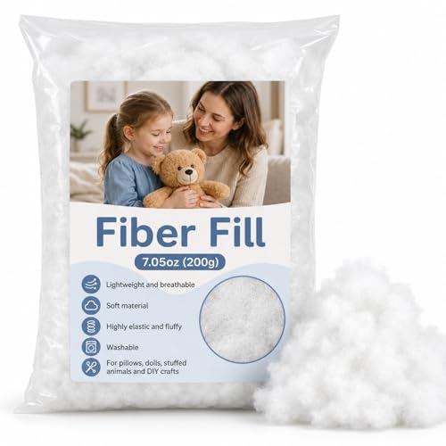 RAINFLOW Polyester Fiberfill Stuffing - 7.05oz Polyfill for Pillow Stuffing, Stuffed Animals and DIY...