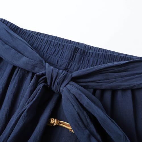 Pantalones medievales samurái góticos de algodón con cordón para hombre 6