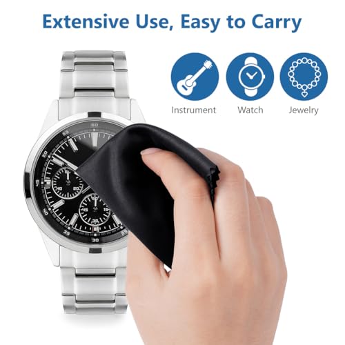 ACWOO 12 Pcs Paños de Limpieza de Microfibra para Gafas, Gamuza Limpia Gafas, Gafas Paño, Paños de Limpieza de Lentes Reutilizables, Para Lentes, Pantallas, Tabletas, Anteojos, Negro (20 X 20 Cm) - imagen 5