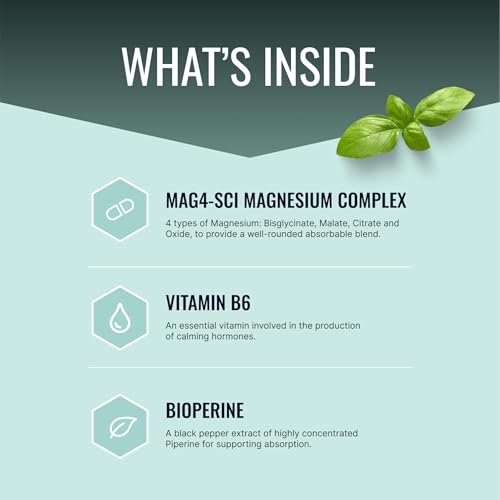 Approved Science Magnesium Complex - Magnesium Bisglycinate, Malate, Citrate, and Oxide, Heart, Headaches, Cramps, Energy - High Absorption - 60 Capsules - 1 Month Supply - Non-GMO - Vegan