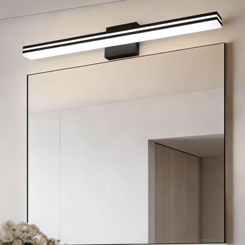 Apliques de pared LED negro de 40cm con luz neutra impermeable para baño 7