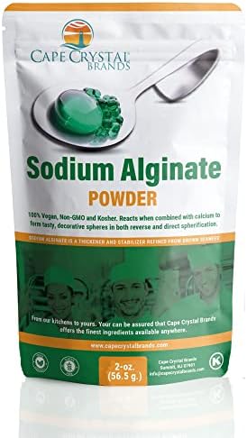 Sodium Alginate 100% Food Grade | Natural Thickening Powder & Gelling Agent for Cooking (2-oz.)