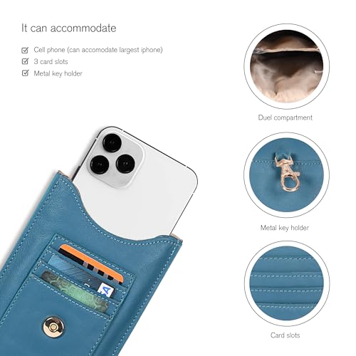 Image of Oak Leathers Small Crossbody Bag For Women - Mini Cell Phone Purse - Crossover Wallet Bag With Adjustable Shoulder Strap