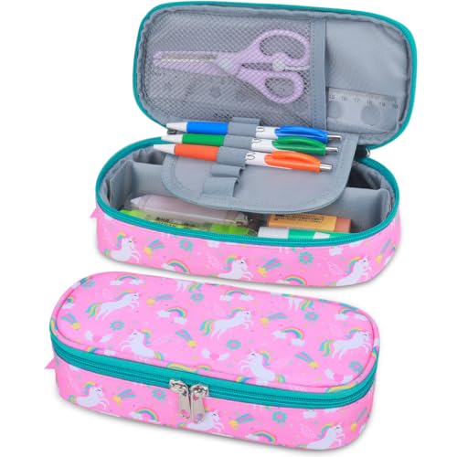 RHCPFOVR Kids Pencil Case for Girls-Soft Zipper Large Capacity Pencil Pouch for Girls Pencil Case for School Pencil Bag for Toddler (Pink Unicorn)