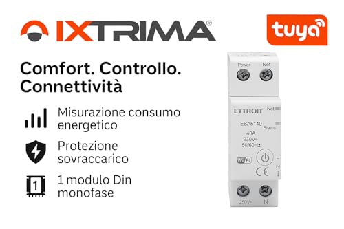 Ixtrima Interruttore Smart Wifi Tuya Universale, Misurazione Consumo Energetico E Protezione Sovraccarico, 40A, 230Vac, Monofase, Controllo Remoto, Programmabile. Alexa, Google. 1 Moduli Din Monofase - 4