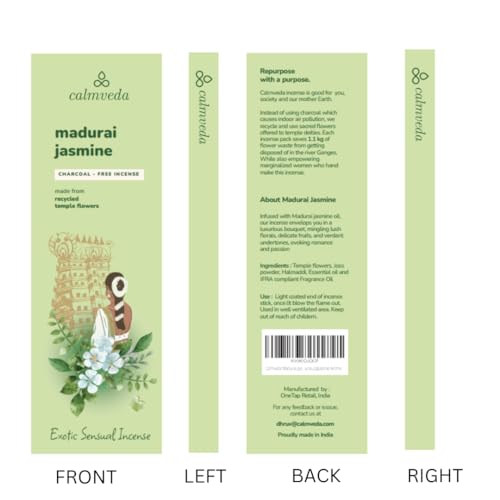 Calmveda MADURAI JASMINE INCENSE STICKS Exotic - Sensual Aroma (80 Sticks) Charcoal Free Incense thumb #7