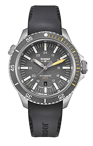 Traser H3 P67 500m Automatic Diver Watch, Dial: Grey / T100 / Rubber Strap: Black, Bracelet