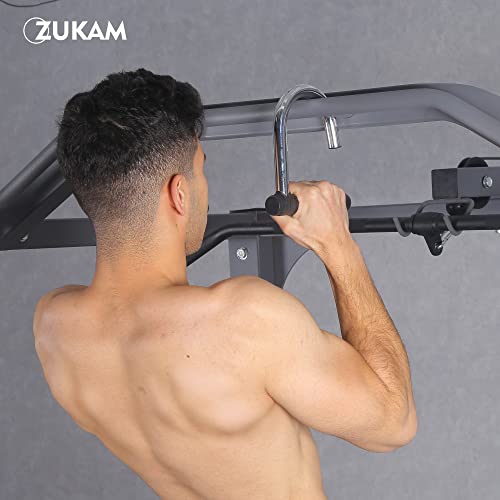 ZUKAM Metal Resistance Band Handles Pull Up Handle with Grip Tapes, Heavy Duty Industrial Grade Steel Knurled Surface Handles for Elastic Band Workouts (Chrome)
