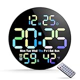 Large Digital Wall Clock, Digital Clock Large Display with Seconds Precision Display Auto Brightness Remote Control Timer Input Muteable Button, LED Clock for for Living Room, Bedroom, Office