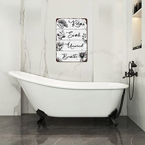 Btfsigns 16" X 12" Aluminum Sign Bathroom Wall Decor Relax Soak Unwind Breathe Wall Art Retro Metal Sign For Home Spa Laundry Decor #TOP3