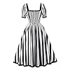 Wellwits Women’s Lace Trim Striped Bows Halloween Costume Vintage Gothic Dress Black M #1